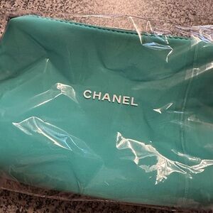 Chanel Beauty Logo Aqua Case Cosmetic Makeup Bag Pouch Clutch